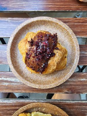 Chocolate cherry croissants at Szklarnia in Krakow