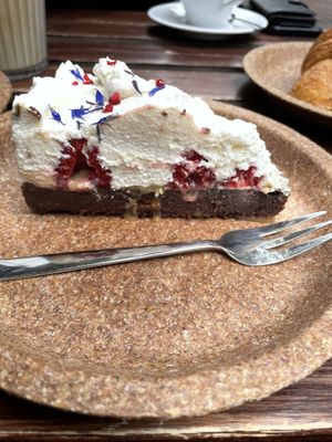 raspberry and vanilla cream chocolate cake  at Szklarnia in Krakow