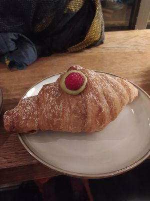 Pistachio croissant at Szklarnia in Krakow