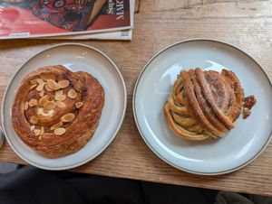 Peanut butter french style bake and cardamom bun at Szklarnia in Krakow