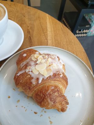 Almond croissant at Szklarnia in Krakow