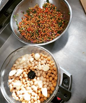 Fresh chana chaat (chick pea salad) at Naan-ya Business in Saint John