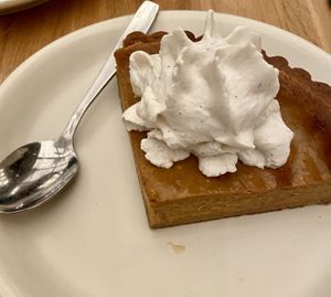 Squash pie with whipped topping   at True Food Kitchen in Las Vegas