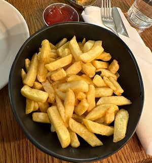 Chips and ketchup   at Namaste Holborn in London