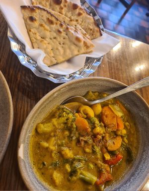 Massaman curry and naan at Namaste Holborn in London