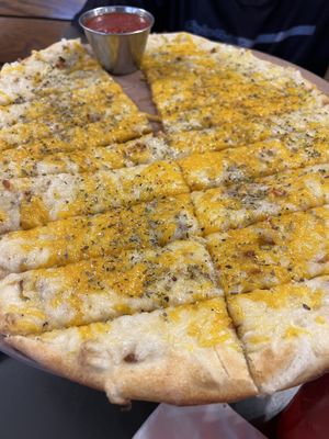 Vegan cheezy garlic breadd  at Pedaler's Pub in Bentonville