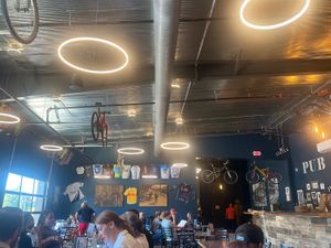 Lots of bikes  at Pedaler's Pub in Bentonville