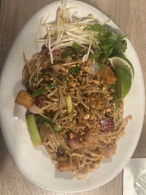 Pad Thai vegan with tofu  at BKK Thai Kitchen + Bar in Corpus Christi