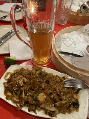 Vegan Pad Thai with mushrooms and tofu at Bao Bar in Santiago
