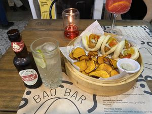 Sweet potato baos + Ginger beer  at Bao Bar in Santiago