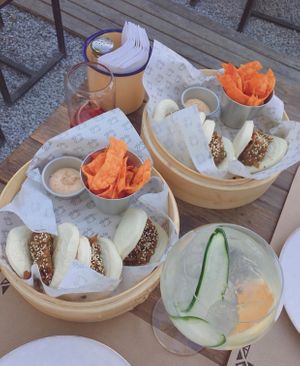 Bao de berenjena  at Bao Bar in Santiago