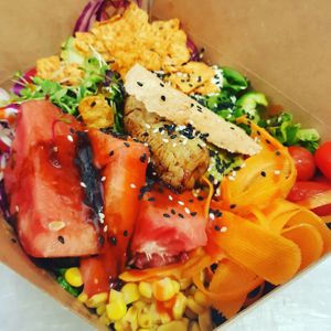 Our legendary voke poke bowl is awesome  at Soy-ya Cafe in Western Cape