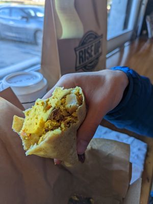 Happy cow burrito at Rise Up Coffee in Rehoboth Beach