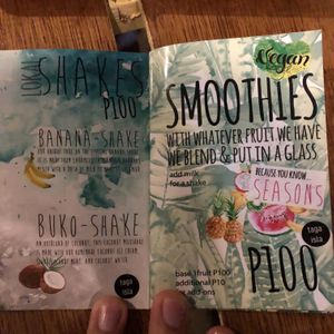 Smoothie menu at LOKAL in Siargao