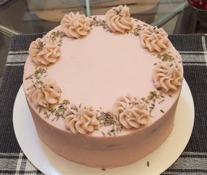 Lemon cake with lavender buttercream at Small Things Bakery in Corvallis
