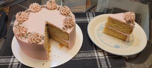 Lemon cake with lavender buttercream at Small Things Bakery in Corvallis