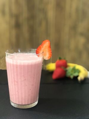 Strawberry and banana smoothie at Arte-sans in Castelldefels