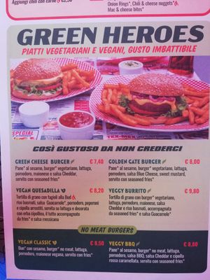 Menù at America Graffiti in Conegliano