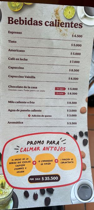 Hot drinks  at Mora Castilla in Popayan