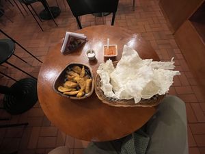 Empanadas de pipián and carantanta con hogado  at Mora Castilla in Popayan