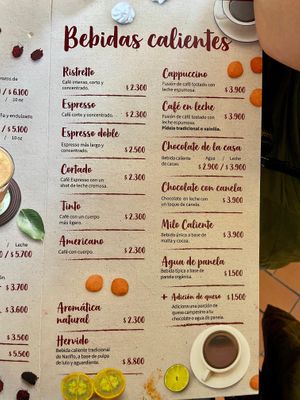 Menu page 3 of 4, March 2020 at Mora Castilla in Popayan