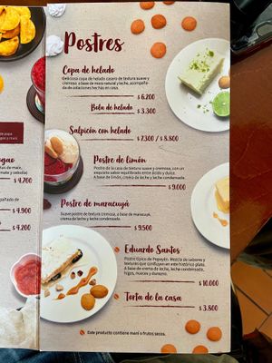 Menu page 4 of 4, March 2020 at Mora Castilla in Popayan