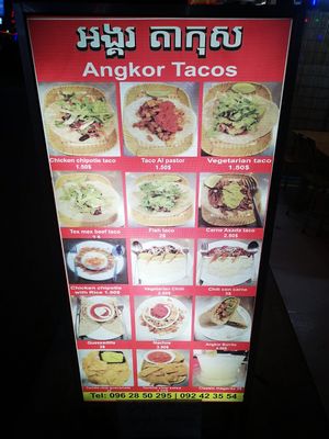 Menu at Angkor Tacos - Food Stall in Siem Reap