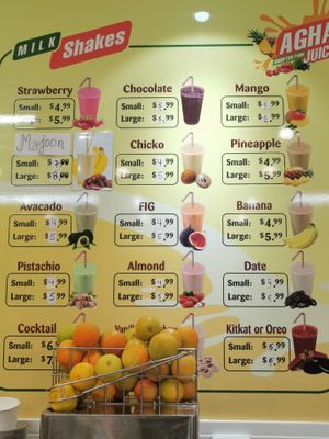 Fresh milkshakes  at Agha Juice in Hampton Park