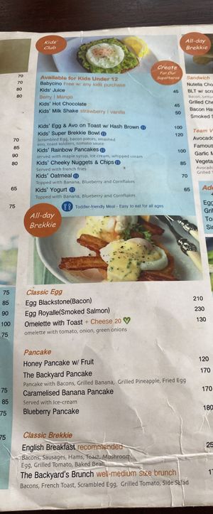 Menu (March 2024)  at The Backyard Cafe & Bistro in Koh Lanta