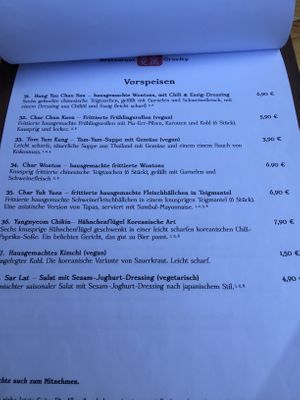 Menu with clearly labeled vegan options  at Gravity in Stuttgart
