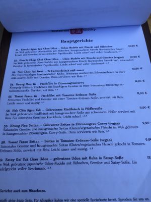 menu at Gravity in Stuttgart