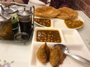 Yummy samosa chole and puri chole  at Royal Rasoi in Bangkok