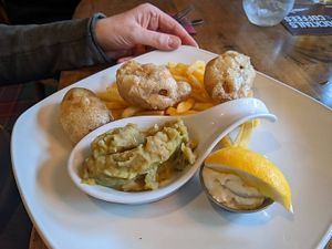 banana blossom fish & chips at The Stanhill in Oswaldtwistle