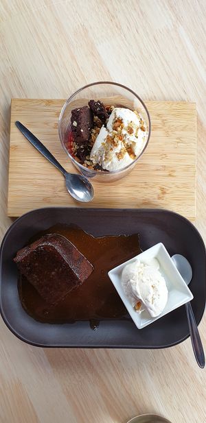 Brownie and sticky toffee pudding. 😋 at The Brook in Wallington