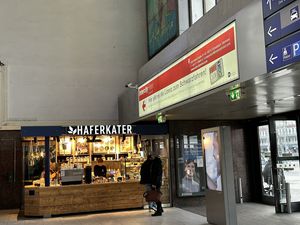 location at main entrance of central train station  at Haferkater - Hbf Düsseldorf in Dusseldorf