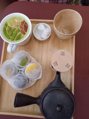 Soya matcha, green tea, mochi - black Sesame yuzu, matcha, red bean at La Maison du Mochi - Turenne in Paris