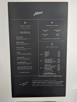 Menu at Drip Affogato Bar in New Orleans