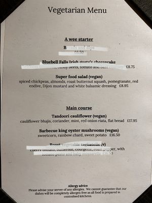 Menu  at The Bushmills Inn in Antrim