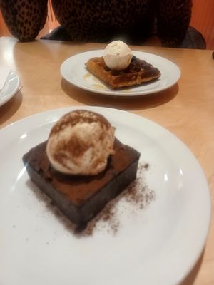 Amazing yam brownie and plantain waffle. at Chuku's in North London