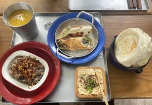 Falafel sandwich and hummus   at A Libanesinha in Sao Paulo