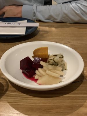 Pickled Seasonal Vegetables at Tomo Restaurant Niseko in Kutchan