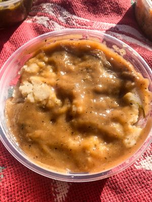 Sour Cream mashed potatoes and gravy at Dirty Lettuce in Portland