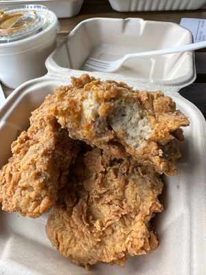 Fried seitan "chicken" at Dirty Lettuce in Portland