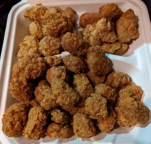fried cauliflower (top) and popcorn chicken (bottom) at Dirty Lettuce in Portland