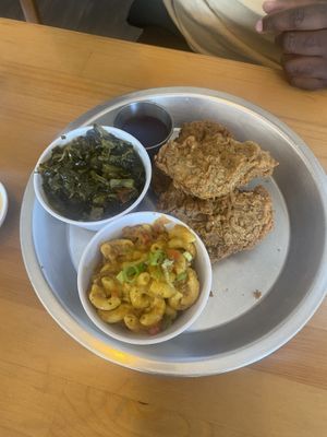 My friend’s fried chicken plate  at Dirty Lettuce in Portland
