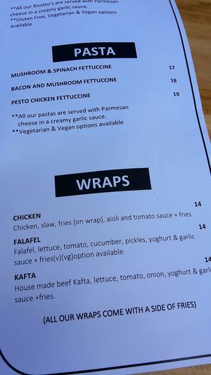 Menu 1 at Char-Belas in Warwick