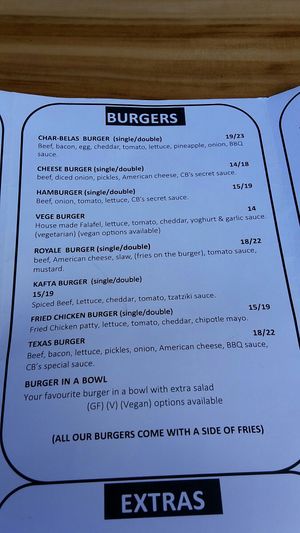 Menu 2 at Char-Belas in Warwick