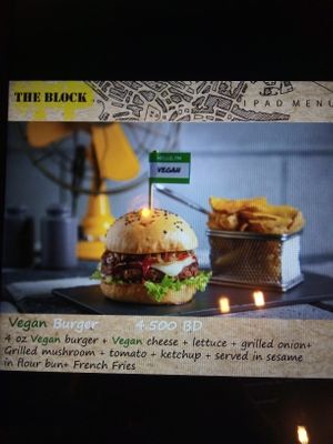 Vegan Burger on the ipad menu.  at The Block in Seef
