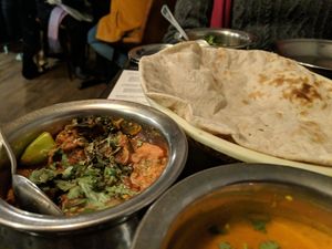 Great vegan curries  at Jinnah Bistro in Shipley