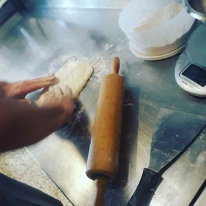 Work in progress at Rustica - Pizza Al Tagglio in Lisbon